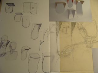 Andreas Engesvik's process sketches showing his design for an elegant wall mirror