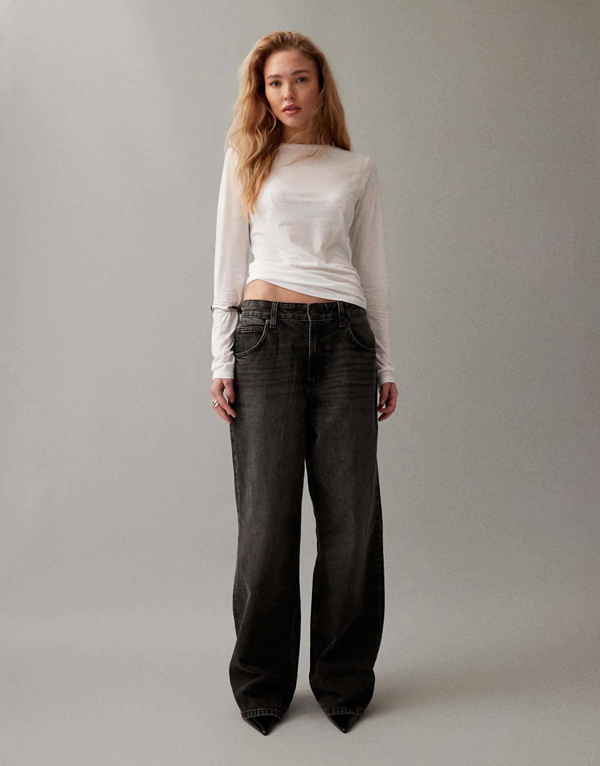 Asos Design Low Rise Baggy Jeans in Washed Black