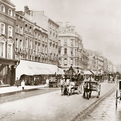 vintage picture with horse carts