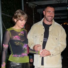 Travis Kelce and Taylor Swift have dinner at Waverly Inn on October 15, 2023 in New York City.