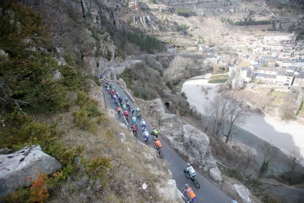 The canyonous terrain of stage 5 of Paris-Nice.