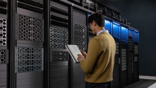 Dell PowerProtect showing person in front of servers