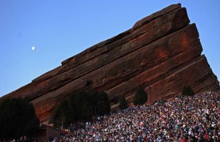 Throngs of people at Red Rocks Amphitheatre