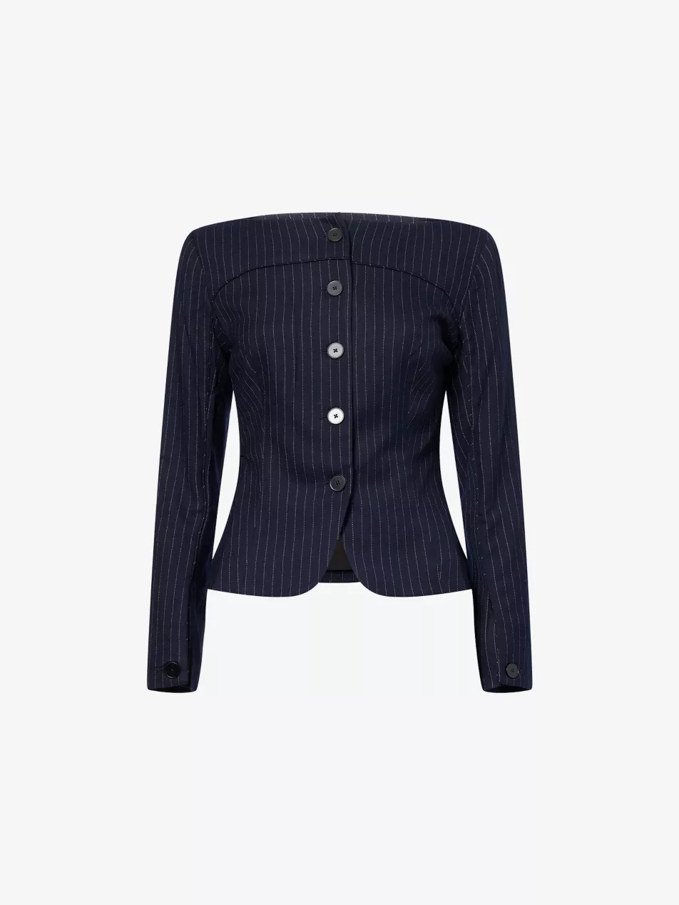 Bardot Tailored Striped Stretch-Woven Top