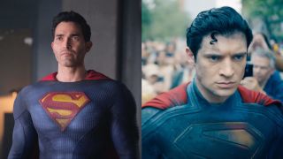 Tyler Hoechlin and David Corenswet's versions of Superman