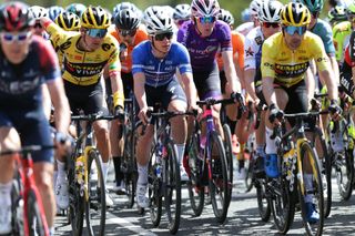 AMURRIO SPAIN APRIL 06 Remco Evenepoel of Belgium and Team QuickStep Alpha Vinyl Blue Best Young Rider Jersey competes during the 61st Itzulia Basque Country 2022 Stage 3 a 1817km stage from Llodio to Amurrio itzulia WorldTour on April 06 2022 in Amurrio Spain Photo by Gonzalo Arroyo MorenoGetty Images