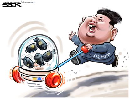 Editorial cartoon U.S. Kim Jong Un at play