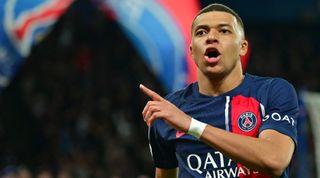 Manchester City PARIS, FRANCE - FEBRUARY 14: Kylian Mbappé of PSG in action during the UEFA Champions League 2023/24 Playoff first leg match between Paris Saint-Germain and Real Sociedad at Parc des Princes on February 14, 2024 in Paris, France. (Photo by Christian Liewig - Corbis/Getty Images)