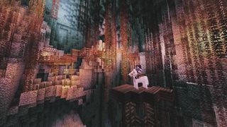Minecraft custom maps - A horse in a cave in the Minecraft adventure map, The Lost Potato