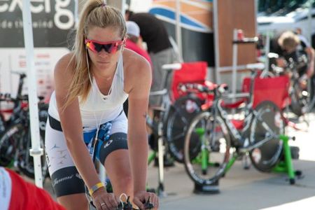 Alison Tetrick (Exergy-Twenty12) warms up before the time trial.