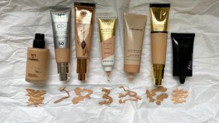 A selection of foundations that we tested for this guide