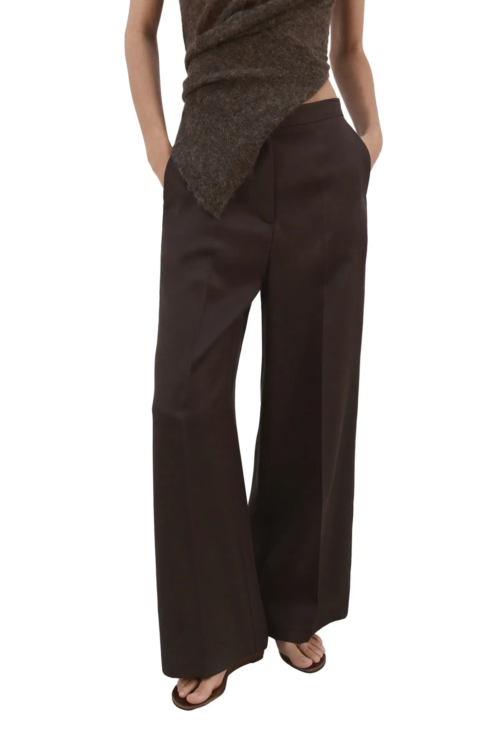 MANGO, High Waist Wide Leg Pants