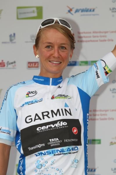 The mountains jersey for Emma Pooley (Garmin-Cervelo)