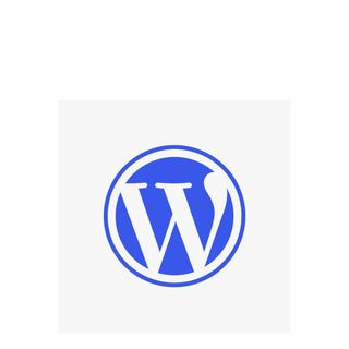 The WordPress logo in blue and white