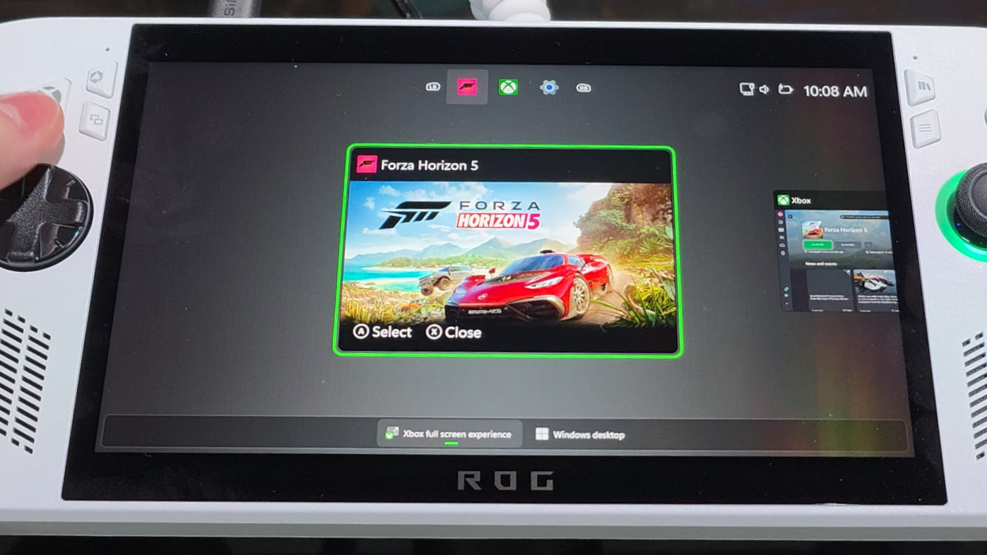 Xbox Ally running full screen mode