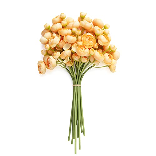 Ling's Moment Ranunculus Artificial Flower, Faux Silk Mini Ranunculus Flowers for Diy Bouquet, Bulk Fake Wedding Filler Flowers for Centerpieces Arrangements Bridal Shower Decorations, French Yellow