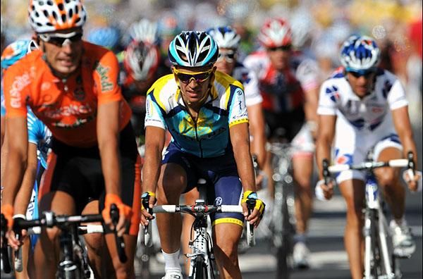 Alberto Contador lost about 40 seconds to Lance Armstrong thanks to the late-stage surge by Columbia-HTC.
