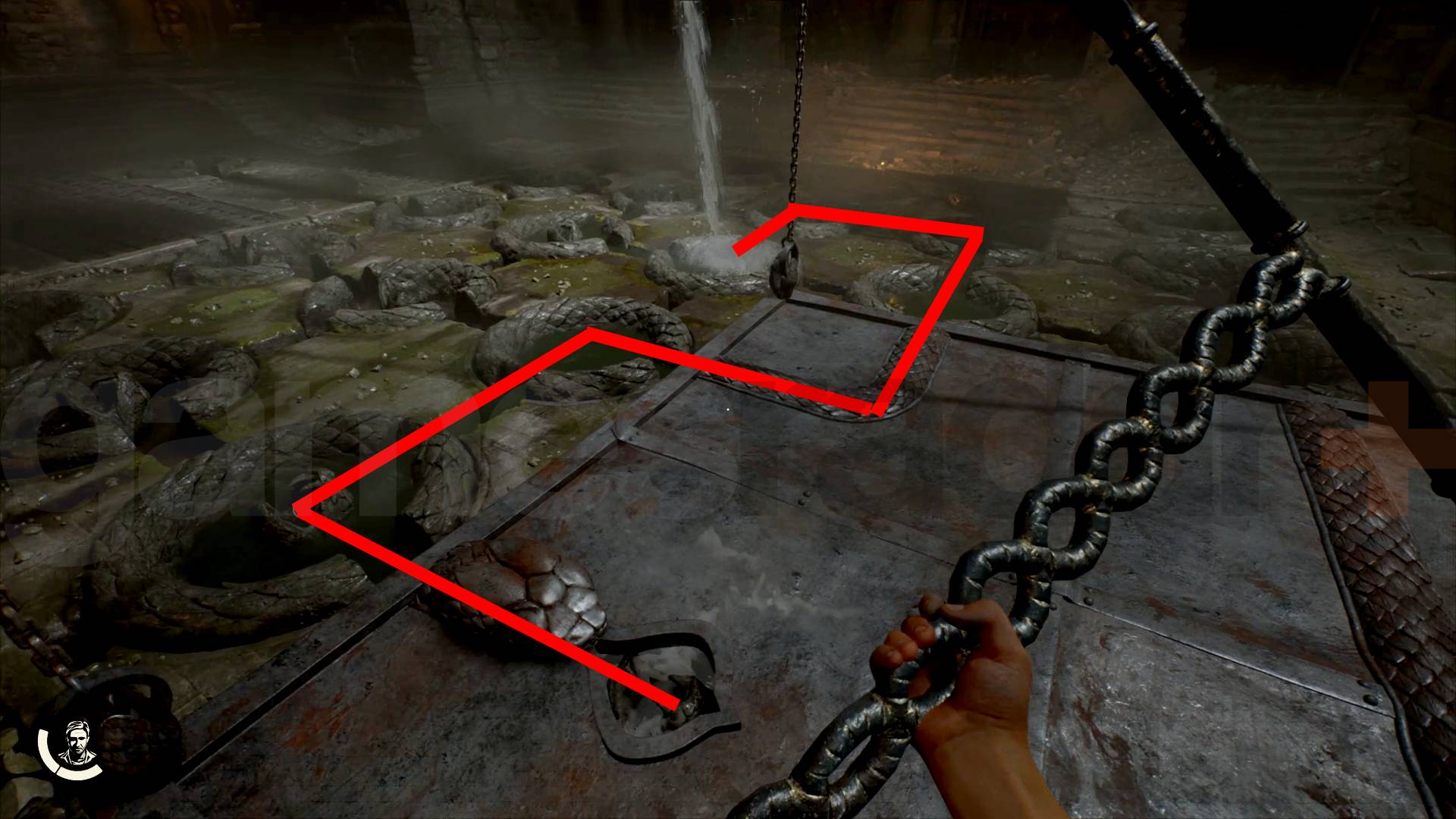 Indiana Jones serpent water puzzle