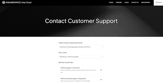 Screenshots of squarespace support