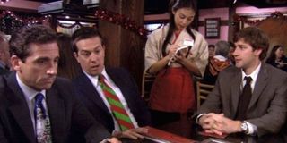 Michael, Andy, and Jim in "A Benihana Christmas" on The Office.
