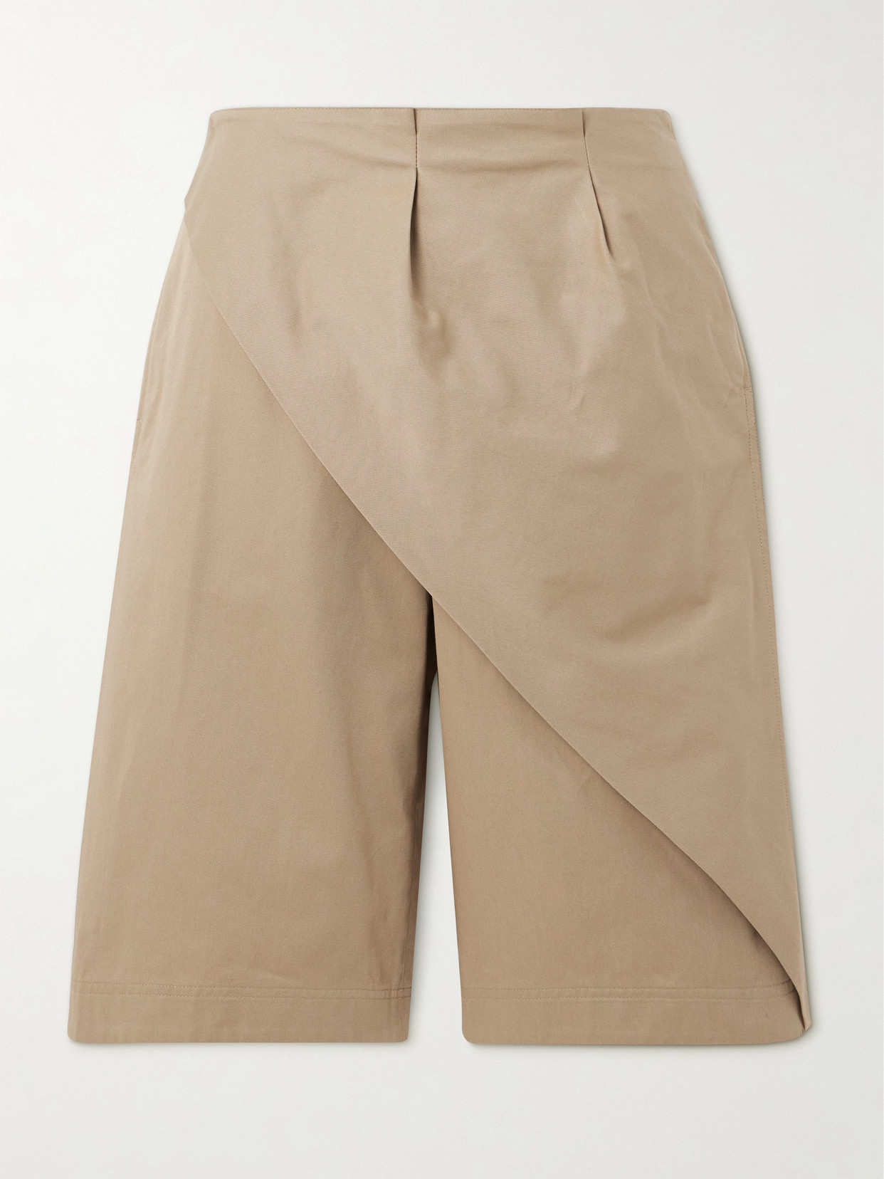 Layered Wrap-Effect Cotton-Twill Shorts
