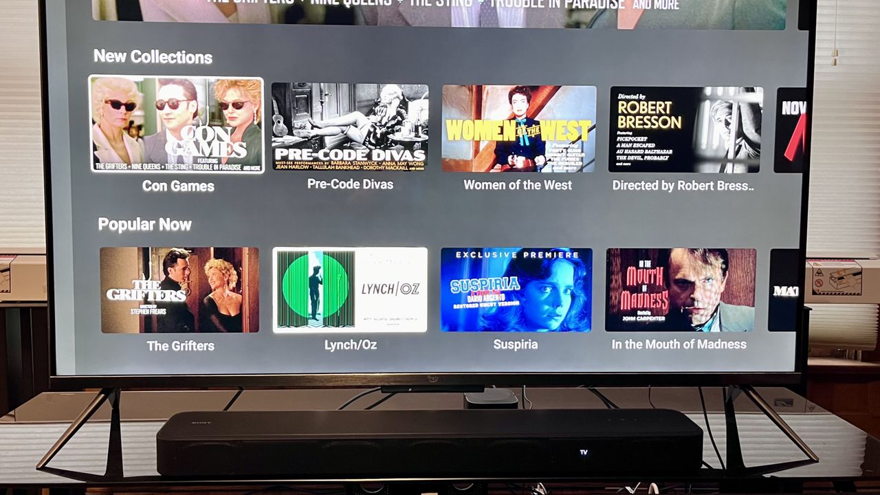 Sony HT-S2000 soundbar on TV stand