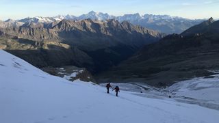 Alex Foxfield and friend on the slopes of Gran Paradiso