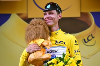 An emotional Tony Martin (Etixx-Quick Step) in the yellow jersey