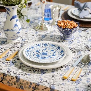 Tuckernuck blue patterned tablecloth