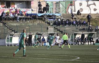 Red Star in action against Lyon at the Stade Bauer in April 2021.