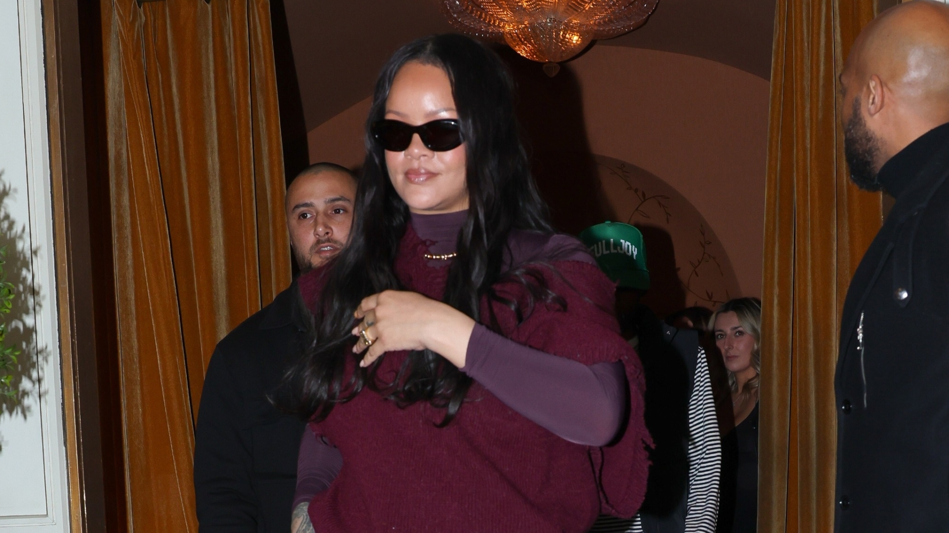 Rihanna&nbsp;and A$AP Rocky are spotted leaving Siena restaurant in Paris, France, with Rihanna carrying a sold-out Dior saddle bag featuring a bright yellow Dracula design