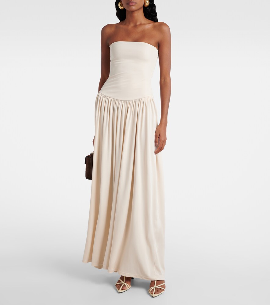 Dia Strapless Gathered Midi Dress