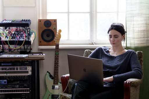 Woman using laptop