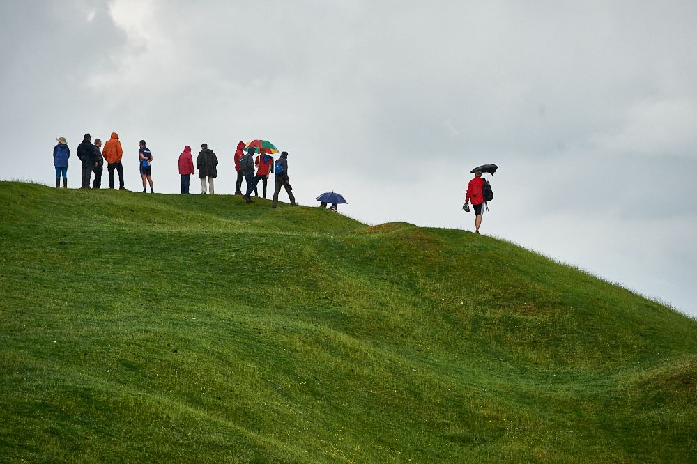 Getting set to view the race tackle Burton Dassett Hill