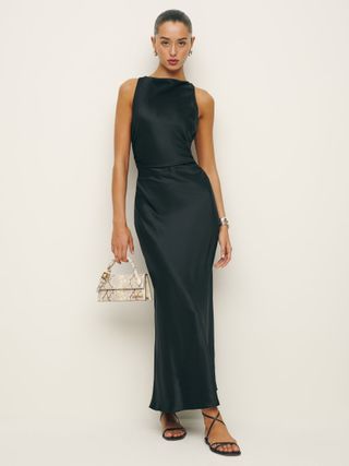 Model wears Reformation, Casette Silk Dress