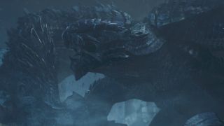 Monster Hunter Wilds monster list - A side view of Gore Magala with its mouth open.