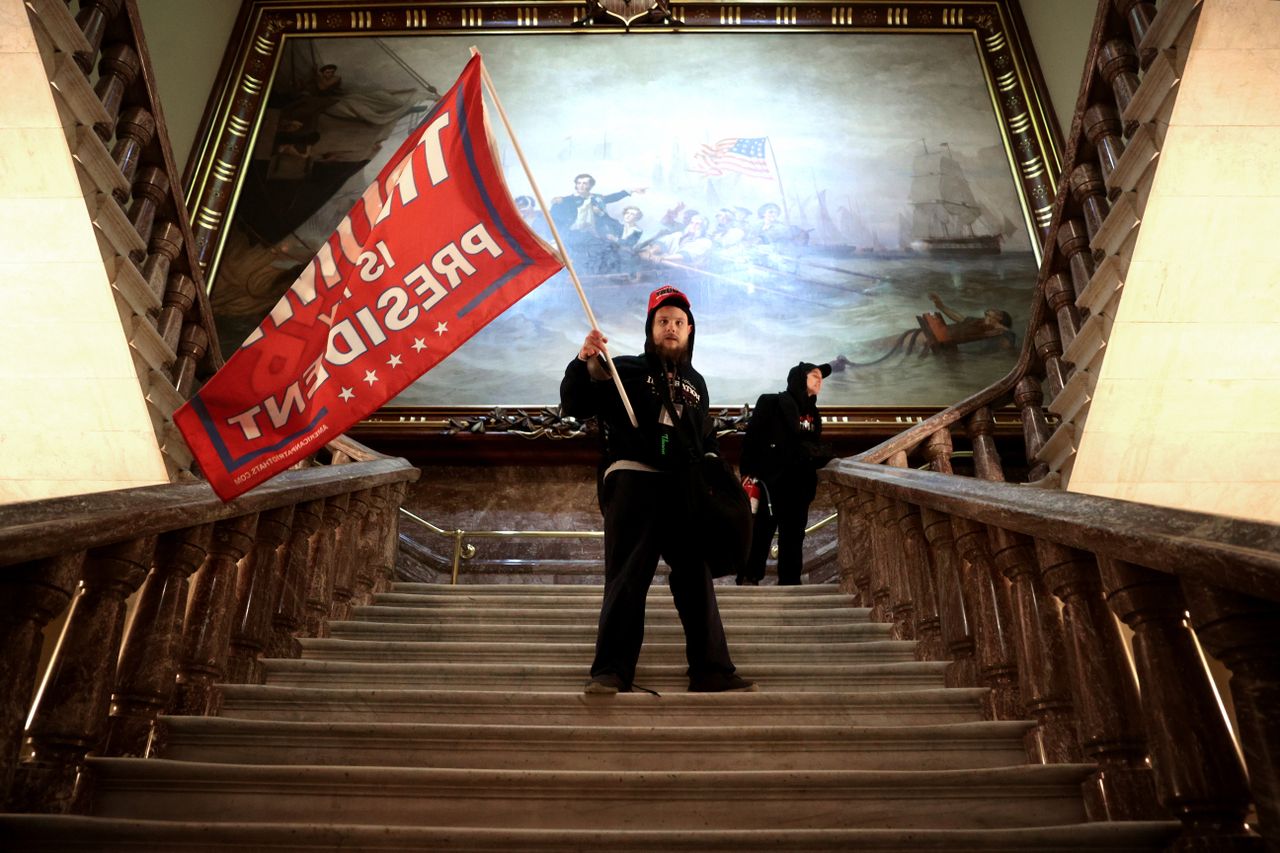 Trump supporter in the Capitol building.