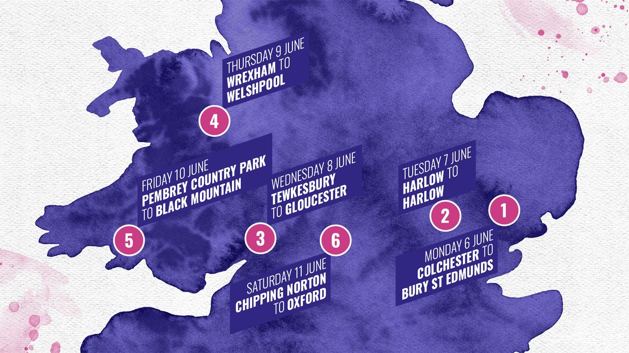 2022 six-day route map for The Women's tour