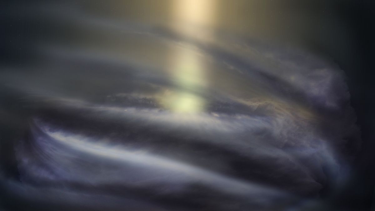 This artist&#039;s impression shows a ring of cool interstellar gas around the supermassive black hole at the center of the Milky Way, Sagittarius A*.