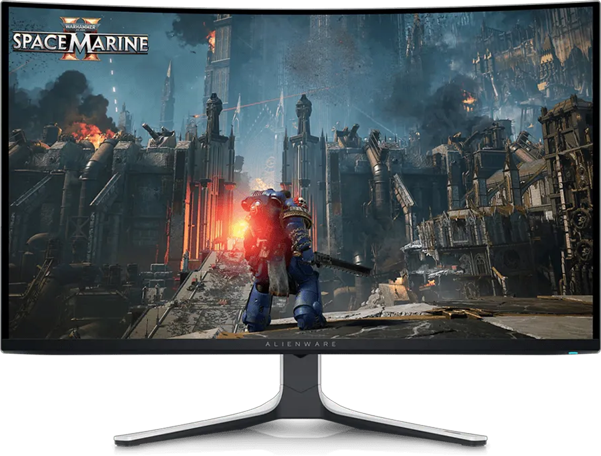 An Alienware AW3225QF against a white background