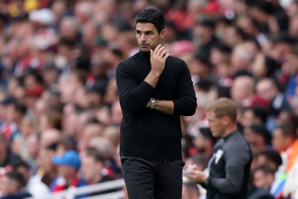 LONDON, ENGLAND - AUGUST 31: Mikel Arteta, Manager of Arsenal on the side line during the Premier League match between Arsenal FC and Brighton &amp; Hove Albion FC at Emirates Stadium on August 31, 2024 in London, England. (Photo by Neal Simpson/Sportsphoto/Allstar via Getty Images)