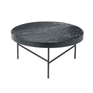Low marble table with powder-coated base