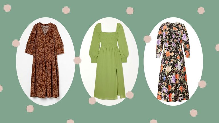 A collage of the best midi dresses for women from H&M, Net-A-Porter and Selfridges