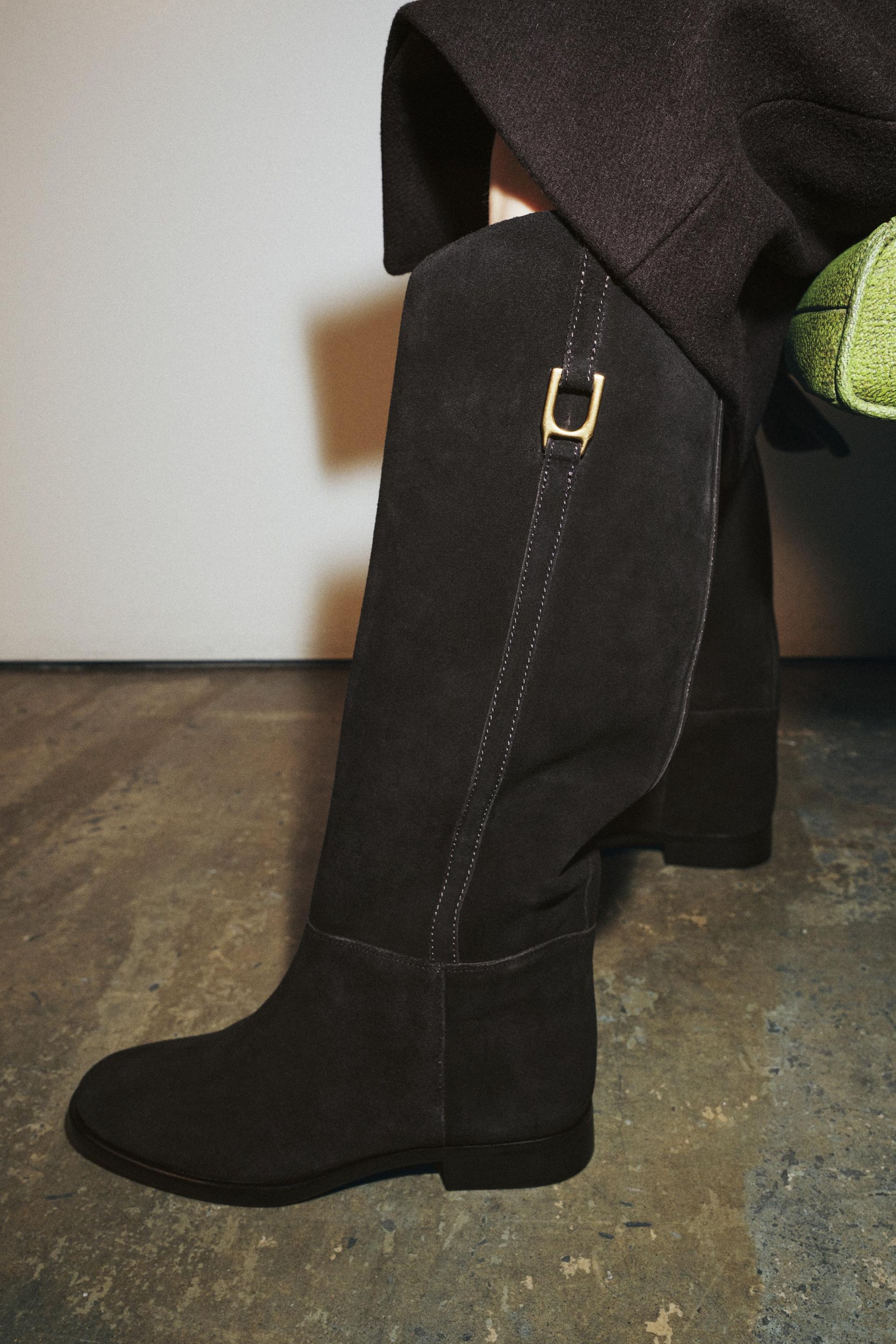 Flat Split Leather Riding Boots