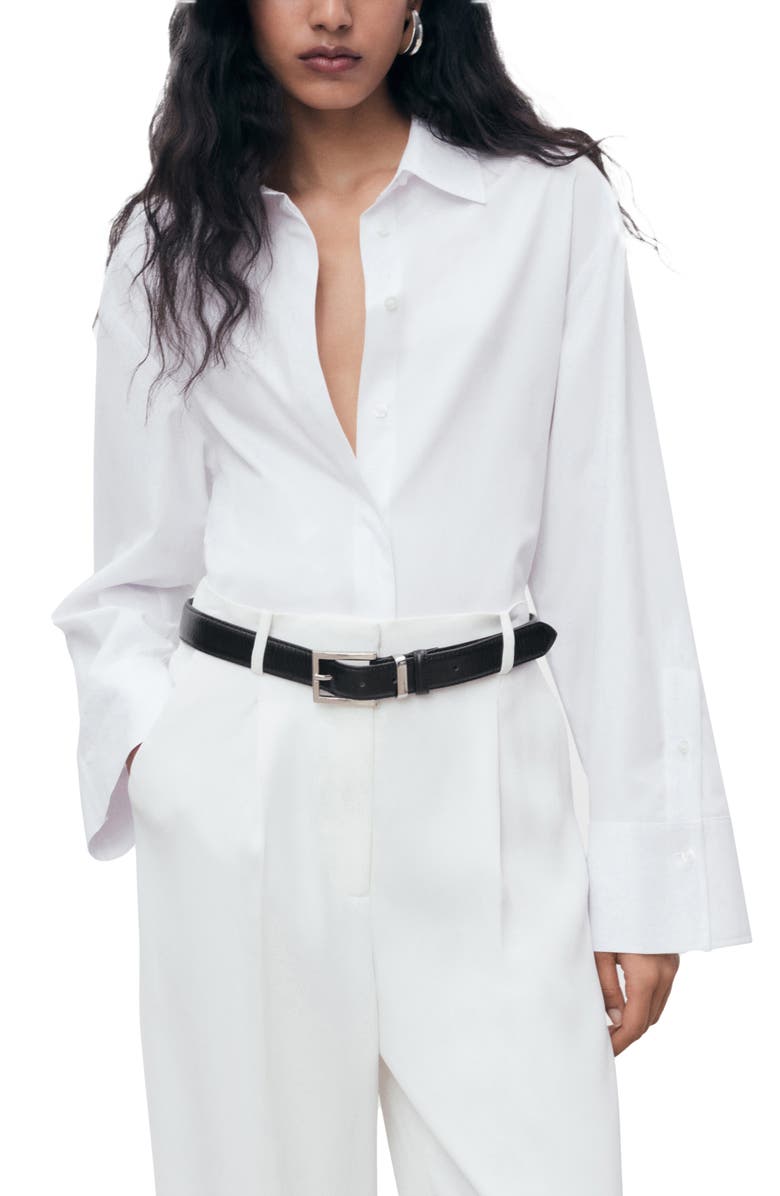 Poplin Crop Button-Up Shirt