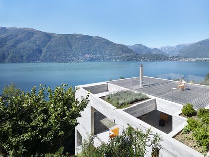 This concrete cube, sitting atop an angled site by Lake Maggiore