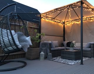 fairy lights on decking cover