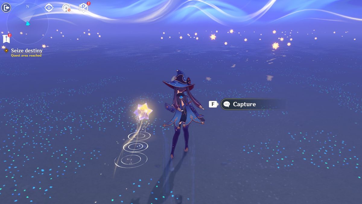Genshin Impact seize destiny quest step with Mona chasing a star
