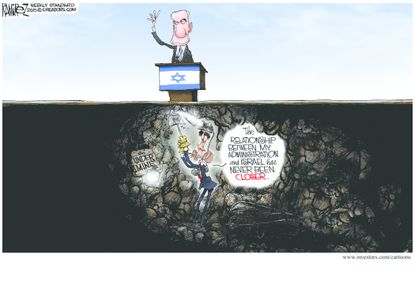 Political cartoon world U.S. Israel Obama