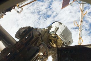 Kononenko Spacewalk Outside the ISS